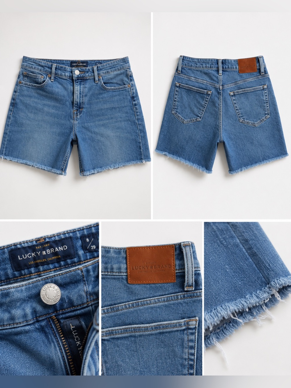 Lucky Brand Medium Blue Raw-Hem Denim Shorts